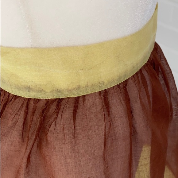 Womens Classic Old Style Vintage/Retro Yellow/Brown Sheer Apron - Picture 4 of 8